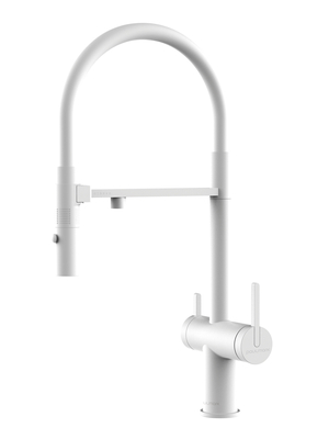 Смеситель для кухни Paulmark Starke Gravity Gr213888-WH под фильтр с гибким изливом белый полностью