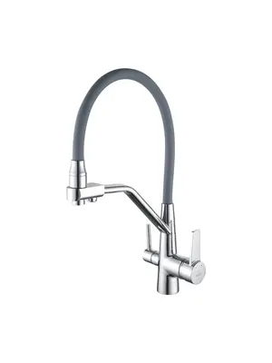 Смеситель для кухни с гибким изливом Rose R558 хром/серый