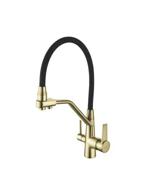 Смеситель для кухни с гибким изливом Rose R558Q бронза/черный