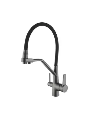 Смеситель для кухни с гибким изливом Rose R558Y темно-серый