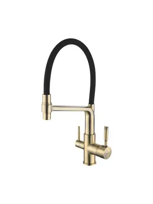 Смеситель для кухни с гибким изливом Rose R658Q бронза/черныйн