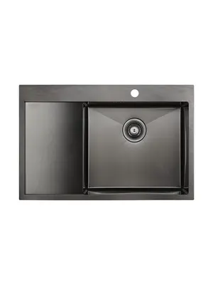 Мойка из нержавейки Paulmark Kroner 78F PM217851-GMR 78 х 51 см вороненая сталь чаша справа