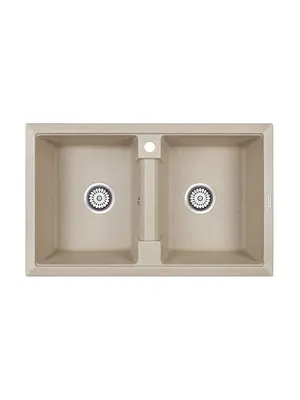 Мойка из камня Paulmark Tandem 80/2 PM238150-BE 81 х 50 см кварц бежевый