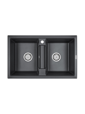 Мойка из камня Paulmark Tandem 80/2 PM238150-BL 81 х 50 см кварц черный