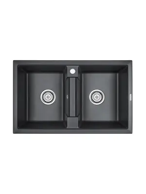 Мойка из камня Paulmark Tandem 80/2 PM238150-BL 81 х 50 см кварц черный