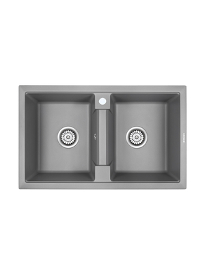 Мойка из камня Paulmark Tandem 80/2 PM238150-GRM 81 х 50 см кварц серый металлик