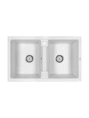 Мойка из камня Paulmark Tandem 80/2 PM238150-WH 81 х 50 см кварц белый