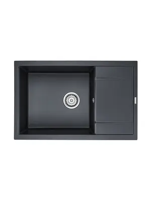 Мойка из камня Paulmark Flugen 60 PM317850-BLM 78 х 50 см кварц черный металлик