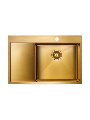 Мойка из нержавейки Paulmark Velten 78F PM807851-BGR 78 х 51 см брашированное золото чаша справа