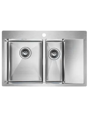 Мойка из нержавейки Paulmark Kroner 78/2SF PM227851-BSL сталь 78 х 51 см