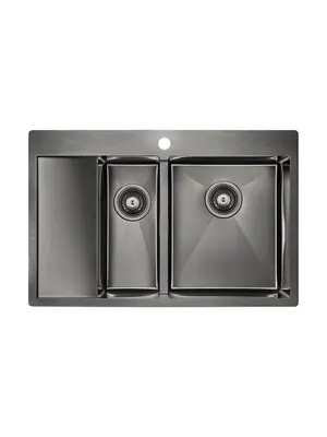 Мойка из нержавейки Paulmark Kroner 78/2SF PM227851-GMR вороненая сталь 78 х 51 см