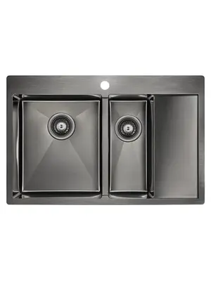 Мойка из нержавейки Paulmark Kroner 78/2SF PM227851-GML вороненая сталь 78 х 51 см