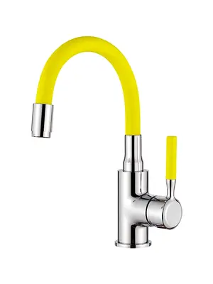 Смеситель для раковины с гибким изливом Ledeme L1399-4 желтый/хром