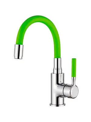 Смеситель для раковины с гибким изливом Ledeme L1399-5 зеленый/хром