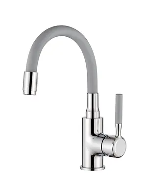 Смеситель для раковины с гибким изливом Ledeme L1399-9 серый/хром