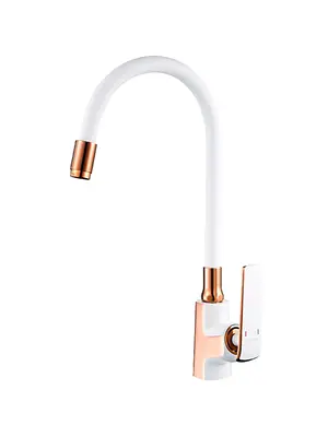 Смеситель для кухни с гибким изливом Ledeme L4074WR-3 белый/золото