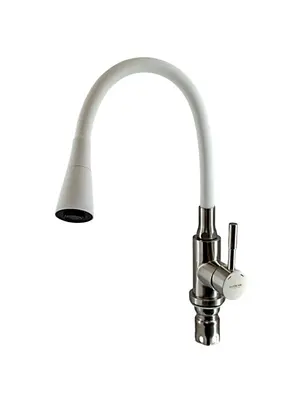 Смеситель для кухни с гибким изливом с душем Ledeme L74199-3 белый