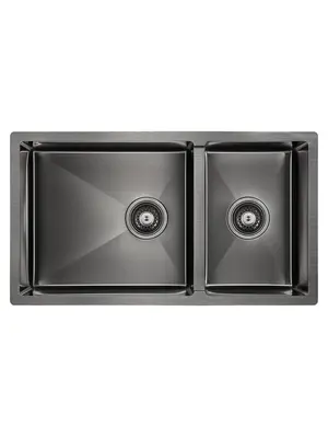 Мойка из нержавейки Paulmark Gerberg 72/2S Uni PM227844-GM вороненая сталь 78 x 44 см