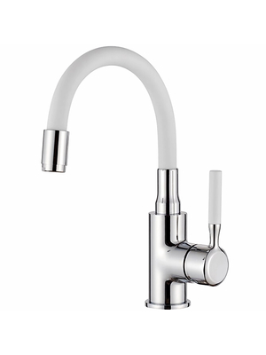 Смеситель для раковины с гибким изливом Ledeme L1399-3 белый/хром
