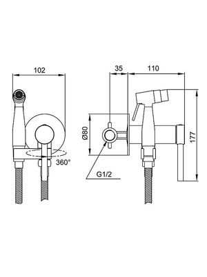 Встроенный гигиенический душ со смесителем для биде Gappo G7206-6