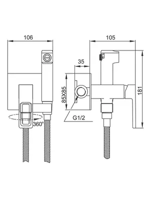 Встроенный гигиенический душ со смесителем для биде Gappo G7217-13