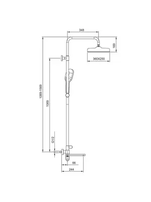 Душевая система с тропическим душем и смесителем Gappo G2410-6