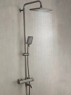 Душевая система с тропическим душем и термостатом Gappo G2491-9, Название цвета: Оружейная сталь