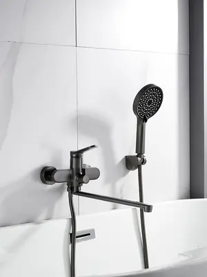 Смеситель для ванны с длинным изливом и душем Shevanik S4322T