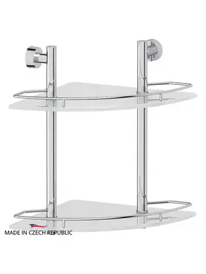 Полка 2-х ярусная угловая 28 см FBS Nostalgy NOS 072 матовое стекло хром