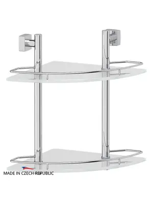 Полка 2-х ярусная угловая 28 см FBS Esperado ESP 072 матовое стекло хром