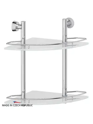 Полка 2-х ярусная угловая 28 см FBS Vizovice VIZ 072 матовое стекло хром