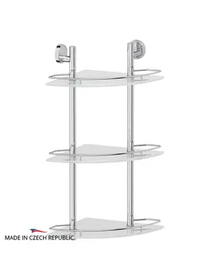 Полка 3-х ярусная угловая 28 см FBS Luxia LUX 073 матовое стекло хром