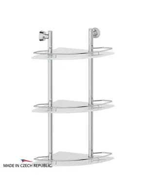 Полка 3-х ярусная угловая 28 см FBS Vizovice VIZ 073 матовое стекло хром
