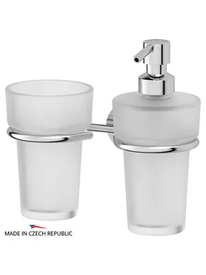 Держатель со стаканом и емкостью для жидкого мыла FBS Nostalgy NOS 008 хром