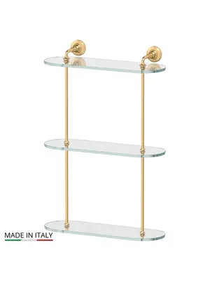 Полка стеклянная 3-х ярусная 40 см 3SC Stilmar STI 317 матовое золото