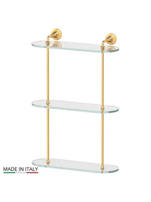 Полка стеклянная 3-х ярусная 40 см 3SC Stilmar STI 217 золото