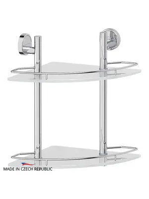 Полка 2-х ярусная угловая 28 см FBS Luxia LUX 072 матовое стекло хром