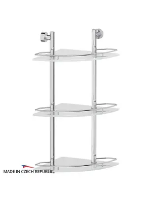 Полка 3-х ярусная угловая 28 см FBS Nostalgy NOS 073 матовое стекло хром