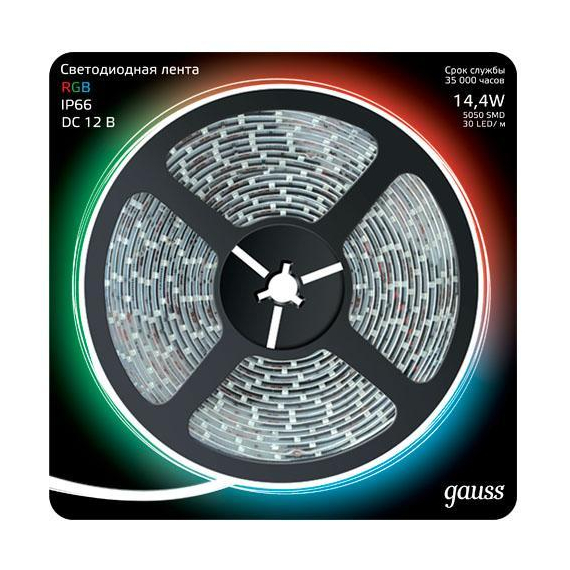 Светодиодная лента Gauss 5M RGB 14,4W 5050SMD 30LED/m 311000414
