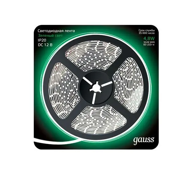 Светодиодная лента Gauss 5M зеленый 4,8W 3528SMD 60LED/m 312000605