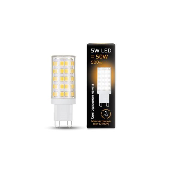Лампа светодиодная G9 5W 2700К прозрачная 107309105