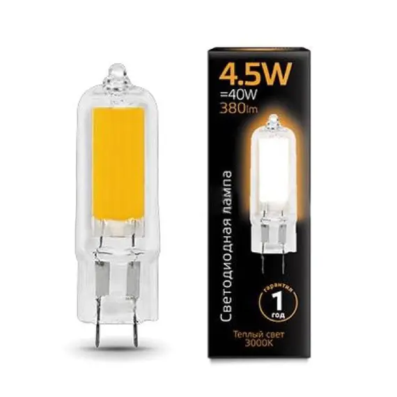 Лампа cветодиодная G4 4.5W 3000K прозрачная 107807104