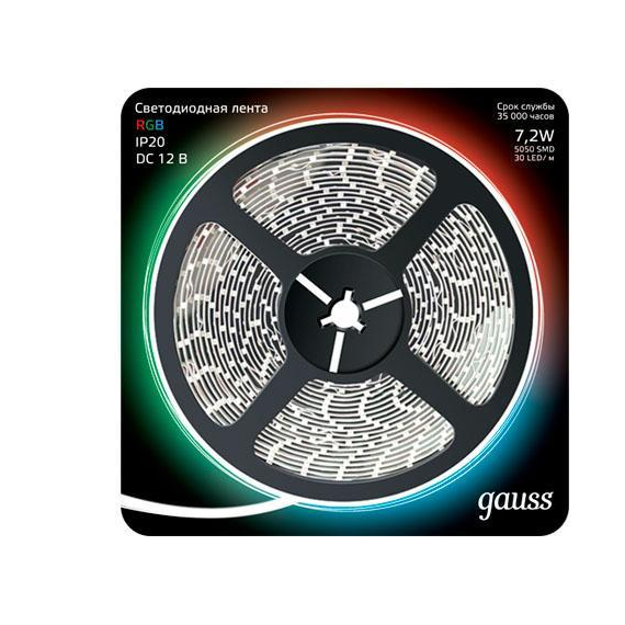 Светодиодная лента Gauss 5M RGB 7,2W 5050SMD 30LED/m 312000407