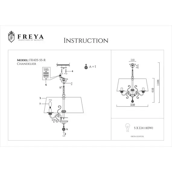 Подвесная люстра Freya Driana FR2405-PL-05C-BZ, изображение 2