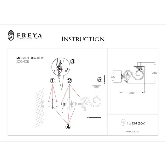 Бра Freya Florence FR2806-WL-01-WG, изображение 2