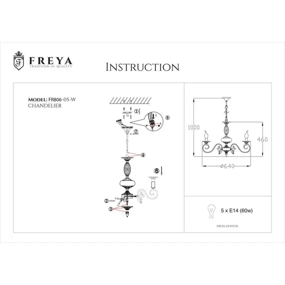 Подвесная люстра Freya Florence FR2806-PL-05-WG, изображение 2