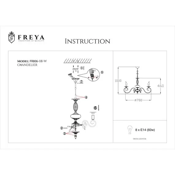 Подвесная люстра Freya Florence FR2806-PL-08-WG, изображение 2