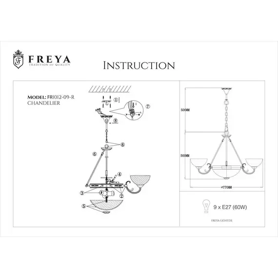 Подвесная люстра Freya Herbert FR2012-PL-09-BZ, изображение 2