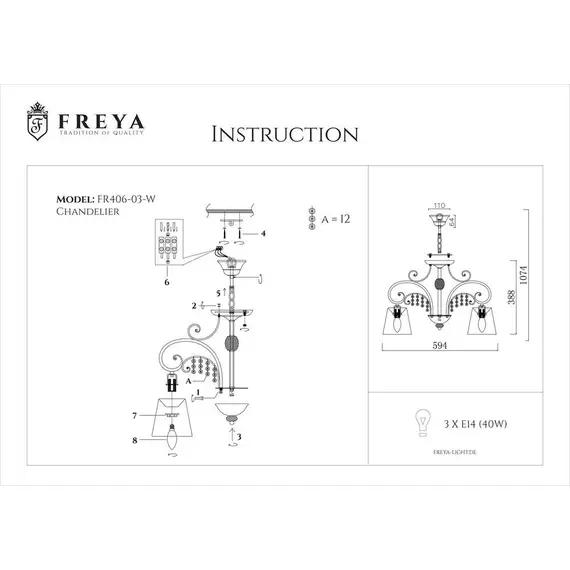 Подвесная люстра Freya Lorette FR2406-PL-03-WG, изображение 2