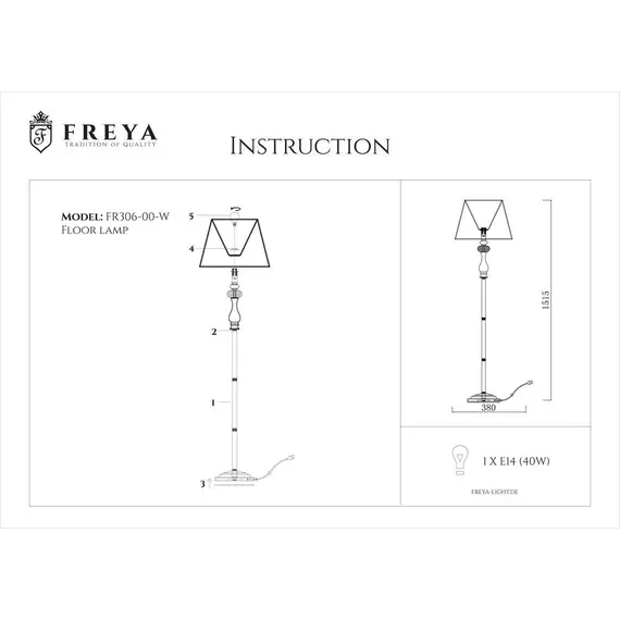 Торшер Freya Adelaide FR2306-FL-01-W, изображение 2